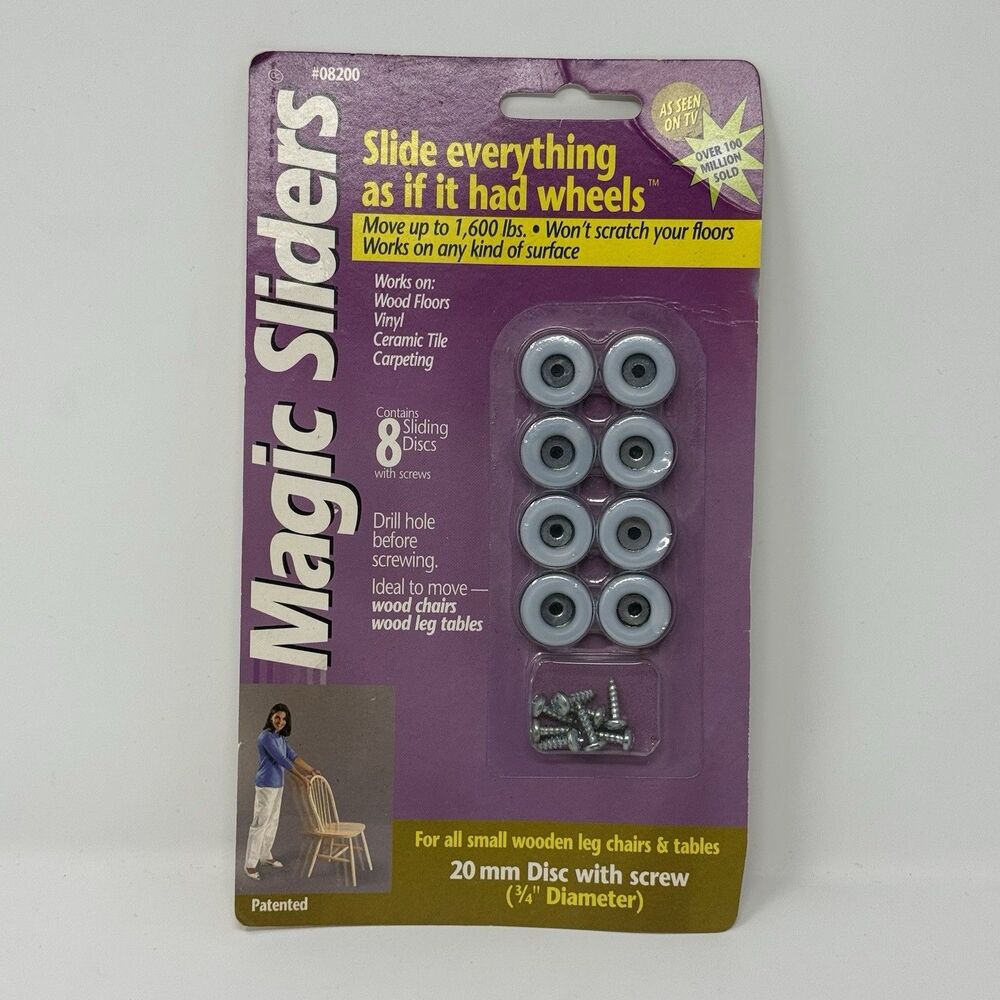 Magic Sliders 08200 8 Pack 3/4" Round Furniture Slide Disk Caster